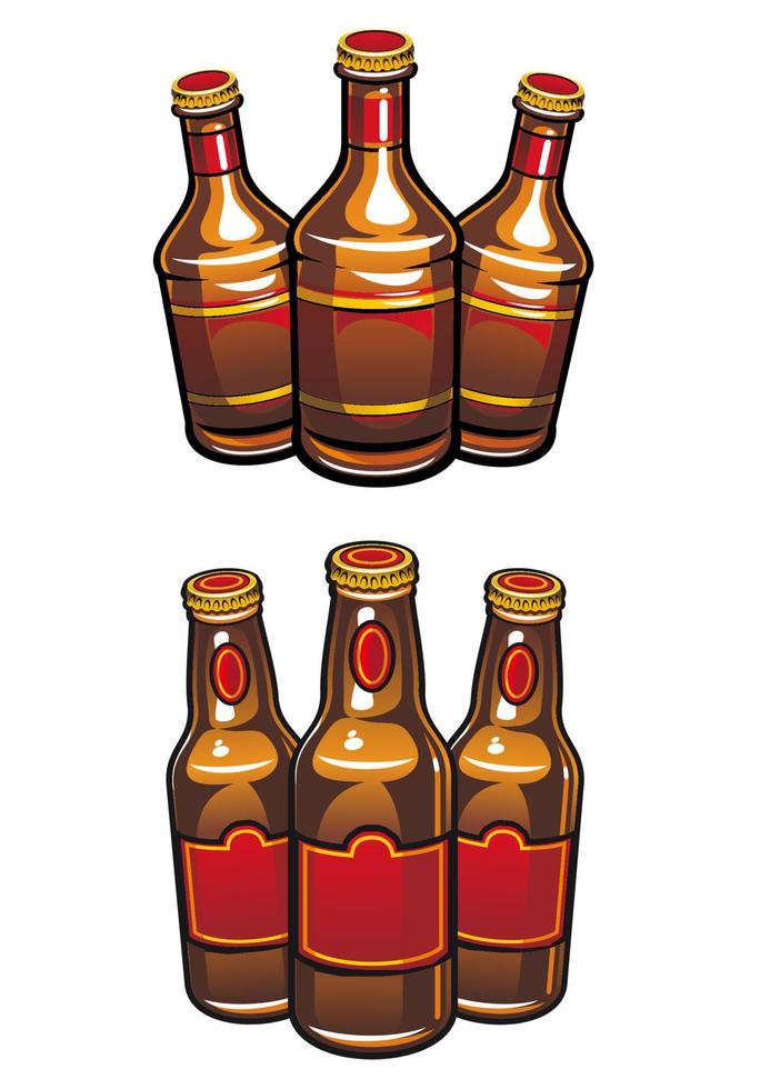 garrafas de cerveja de desenho animado vetor