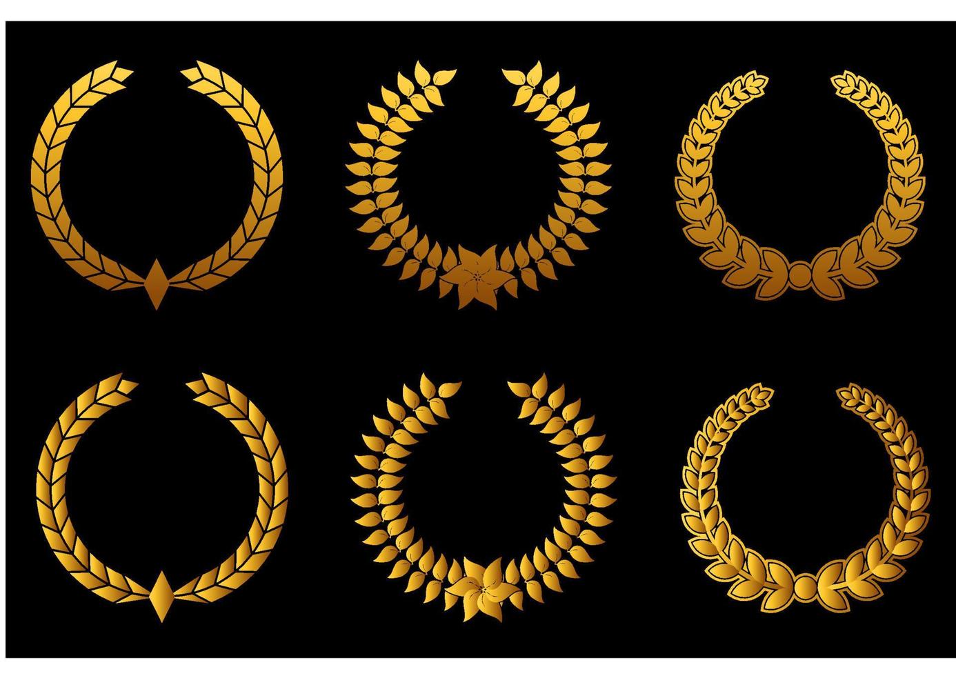 conjunto de coroas de louros dourados vetor