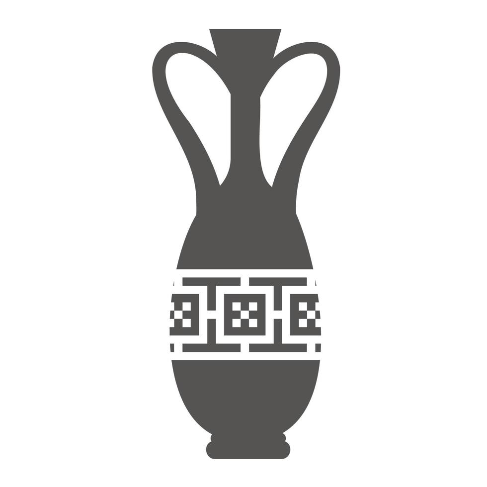 silhueta de vaso grego. ânfora antiga e pote com padrão de meandro. ilustração de glifo. cerâmica de barro. vetor. vetor