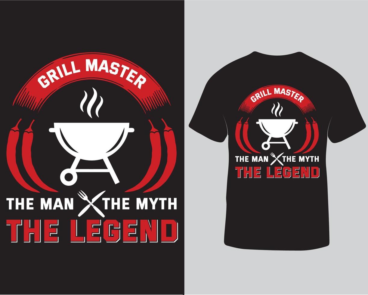 grill master the man the myth the legend tipografia abstrata t-shirt design download grátis vetor