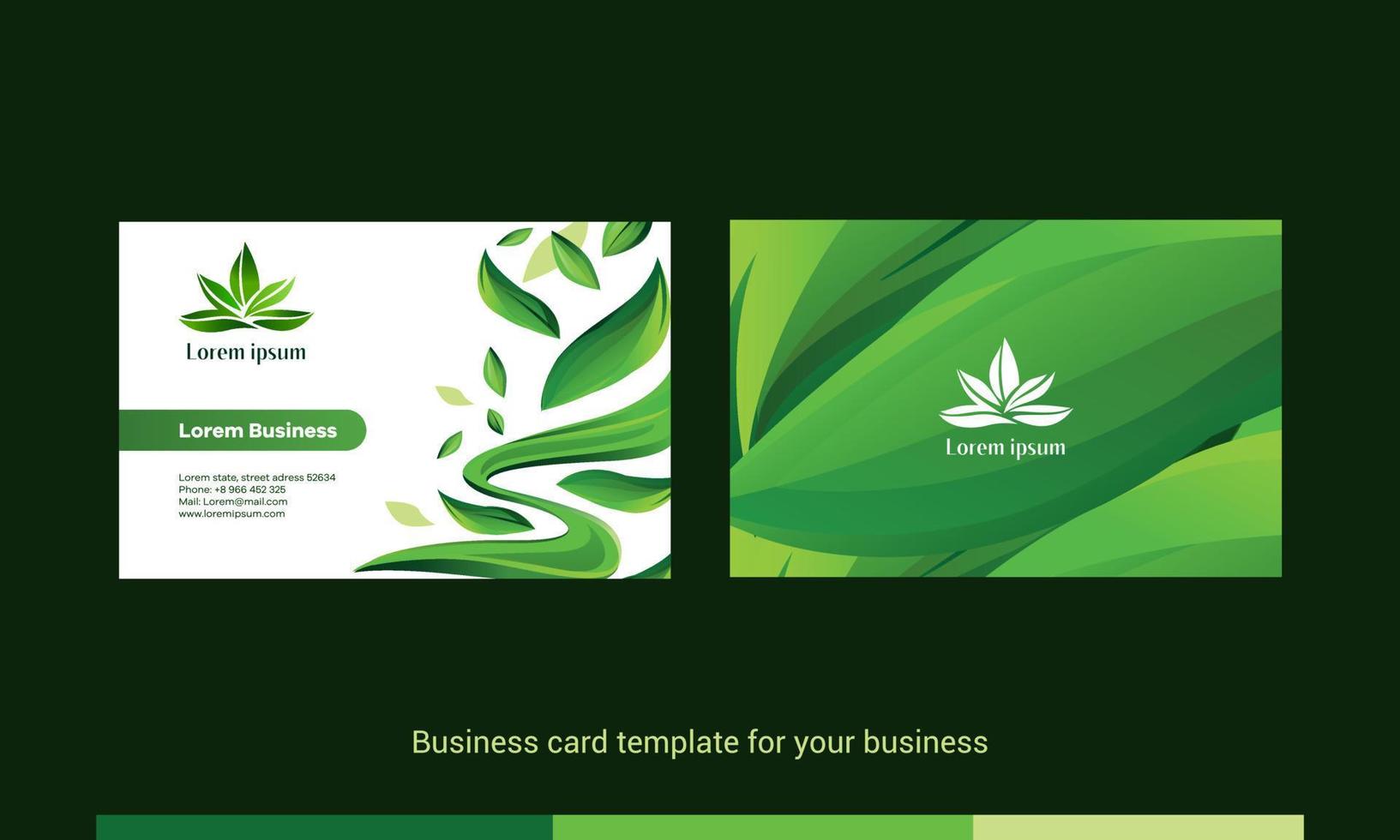modelo de cartão de visita para negócios. fundo verde natural vetor