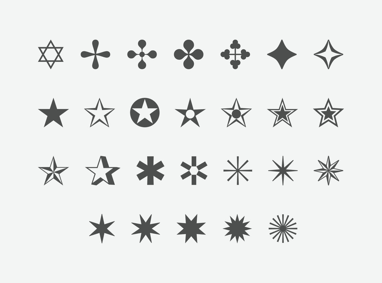 conjunto de elementos de ícone de vetor de estrelas. ícone de estrelas de ilustração vetorial