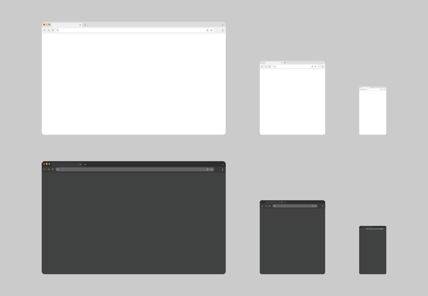 modelo de janela do navegador da web. diferentes dispositivos do navegador do site. maquete de página da web de design de quadro de amostra. vetor