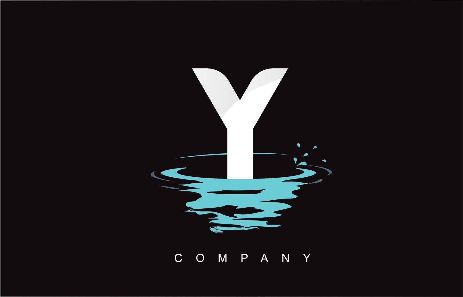 design do logotipo da letra y com respingos de água, ondulações, gotas, reflexão vetor