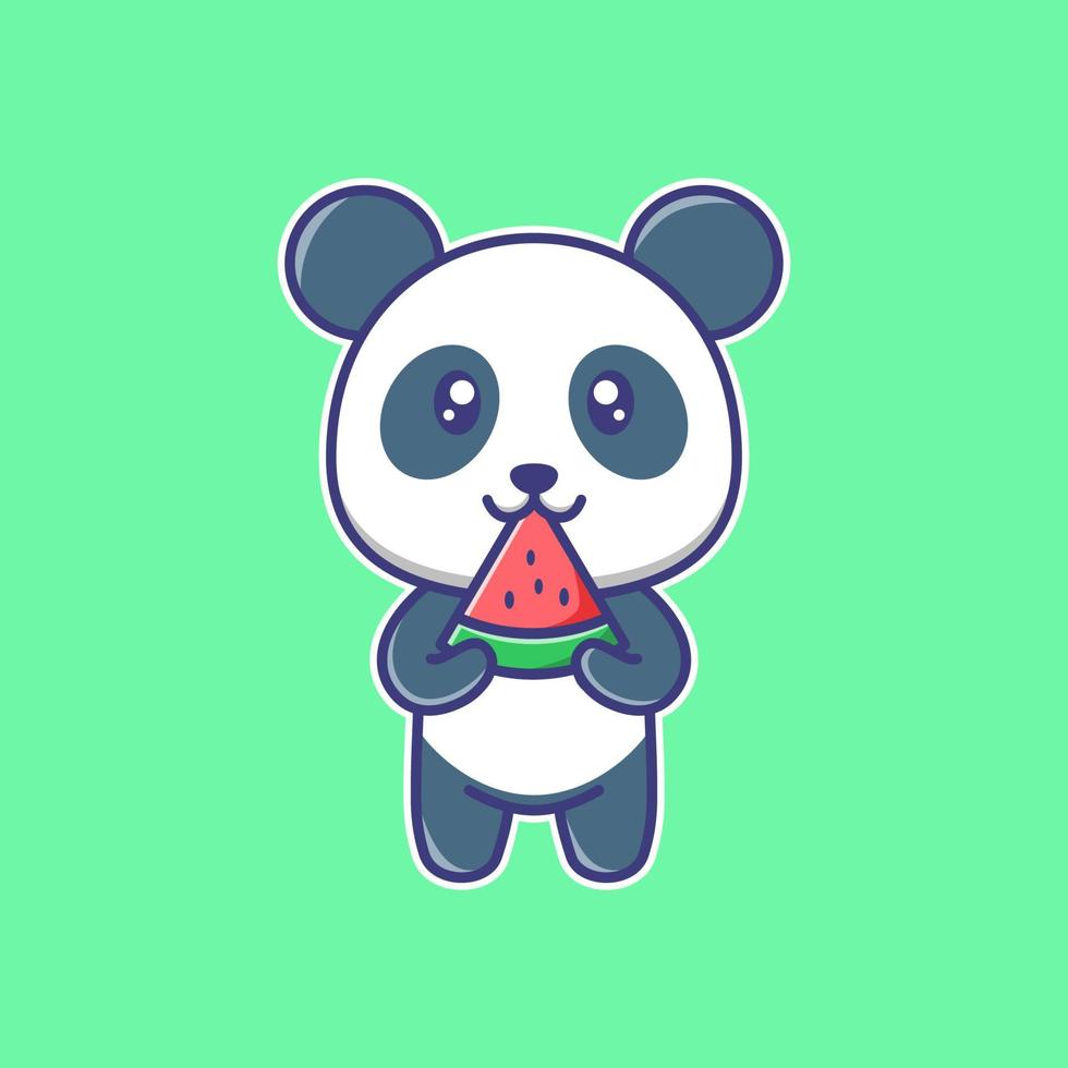 adesivo de desenho animado de panda fofo. ilustração de animais fofos. desenho de panda feliz. vetor
