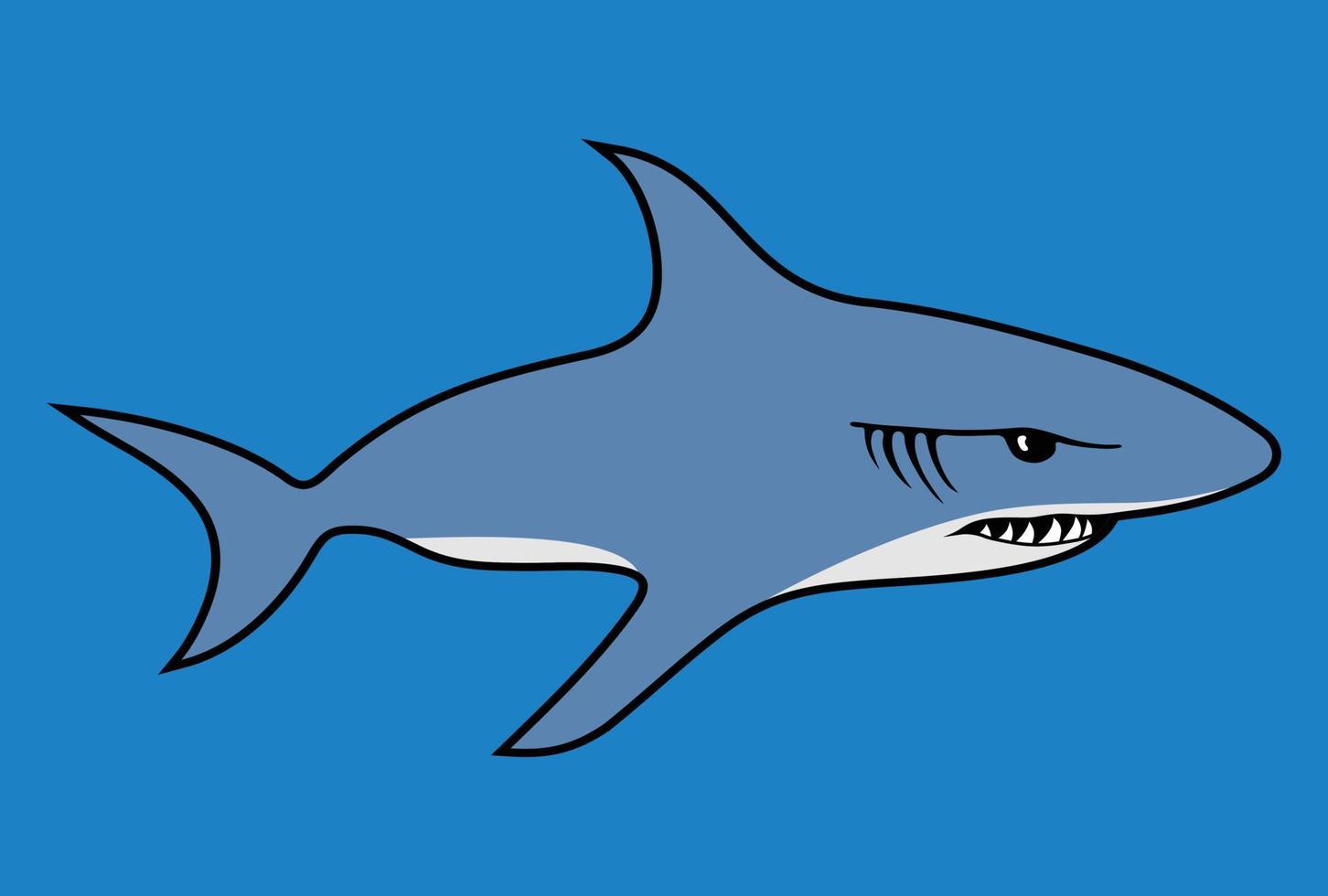 tubarão azul sobre fundo azul do mar vetor
