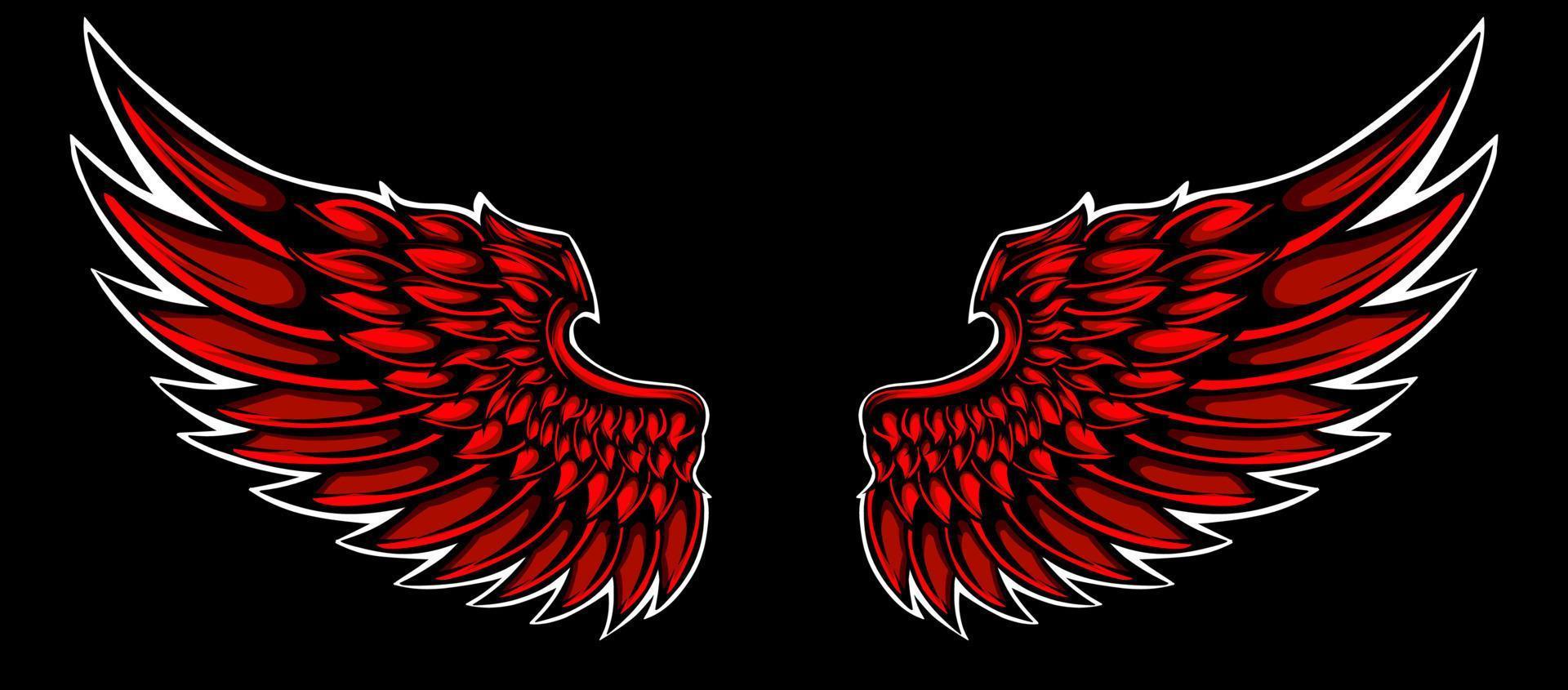 ilustração vetorial de tatuagem de asas de anjo vermelho vetor
