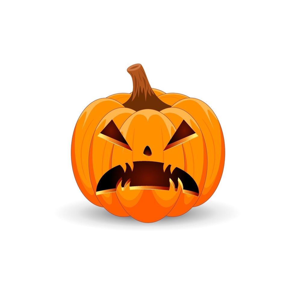 abóbora de halloween isolada no fundo branco. o principal símbolo do feliz dia das bruxas. abóbora assustadora laranja com sorriso assustador feriado dia das bruxas. vetor