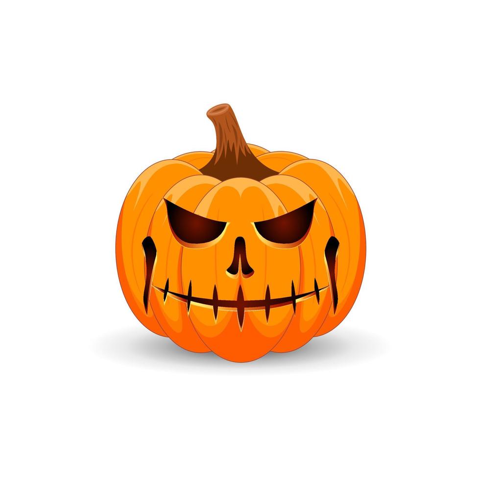 abóbora de halloween isolada no fundo branco. o principal símbolo do feliz dia das bruxas. abóbora assustadora laranja com sorriso assustador feriado dia das bruxas. vetor
