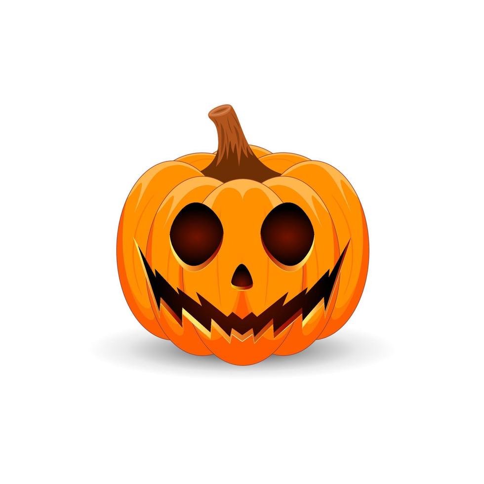 abóbora de halloween isolada no fundo branco. o principal símbolo do feliz dia das bruxas. abóbora assustadora laranja com sorriso assustador feriado dia das bruxas. vetor