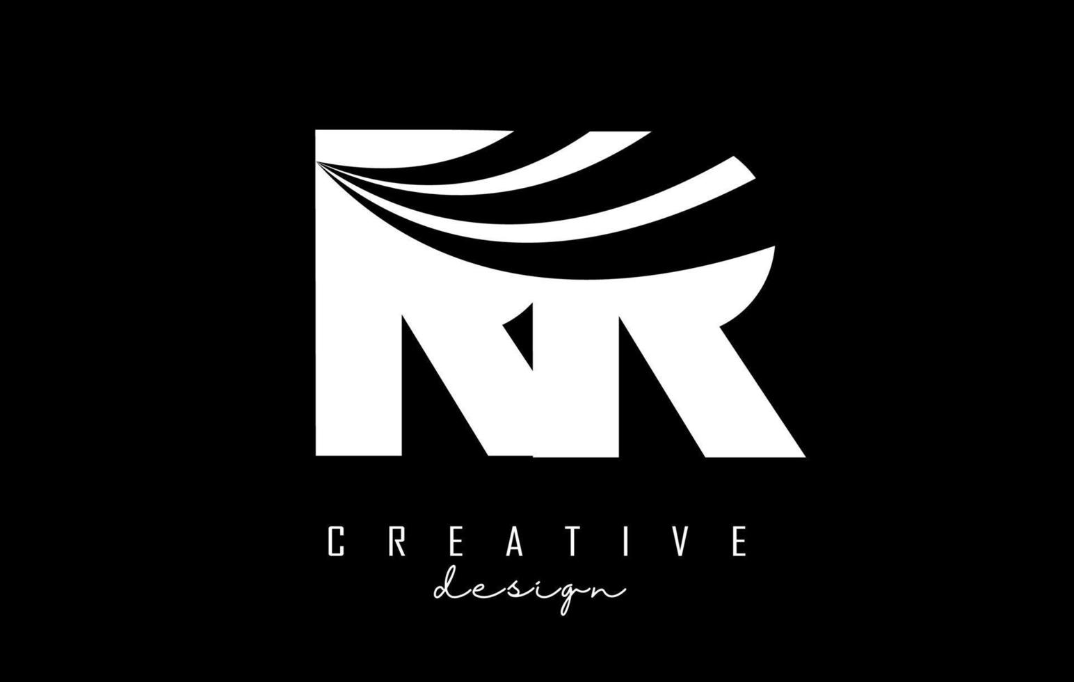 letras brancas criativas rr r logotipo com linhas principais e design de conceito de estrada. letras com desenho geométrico. vetor