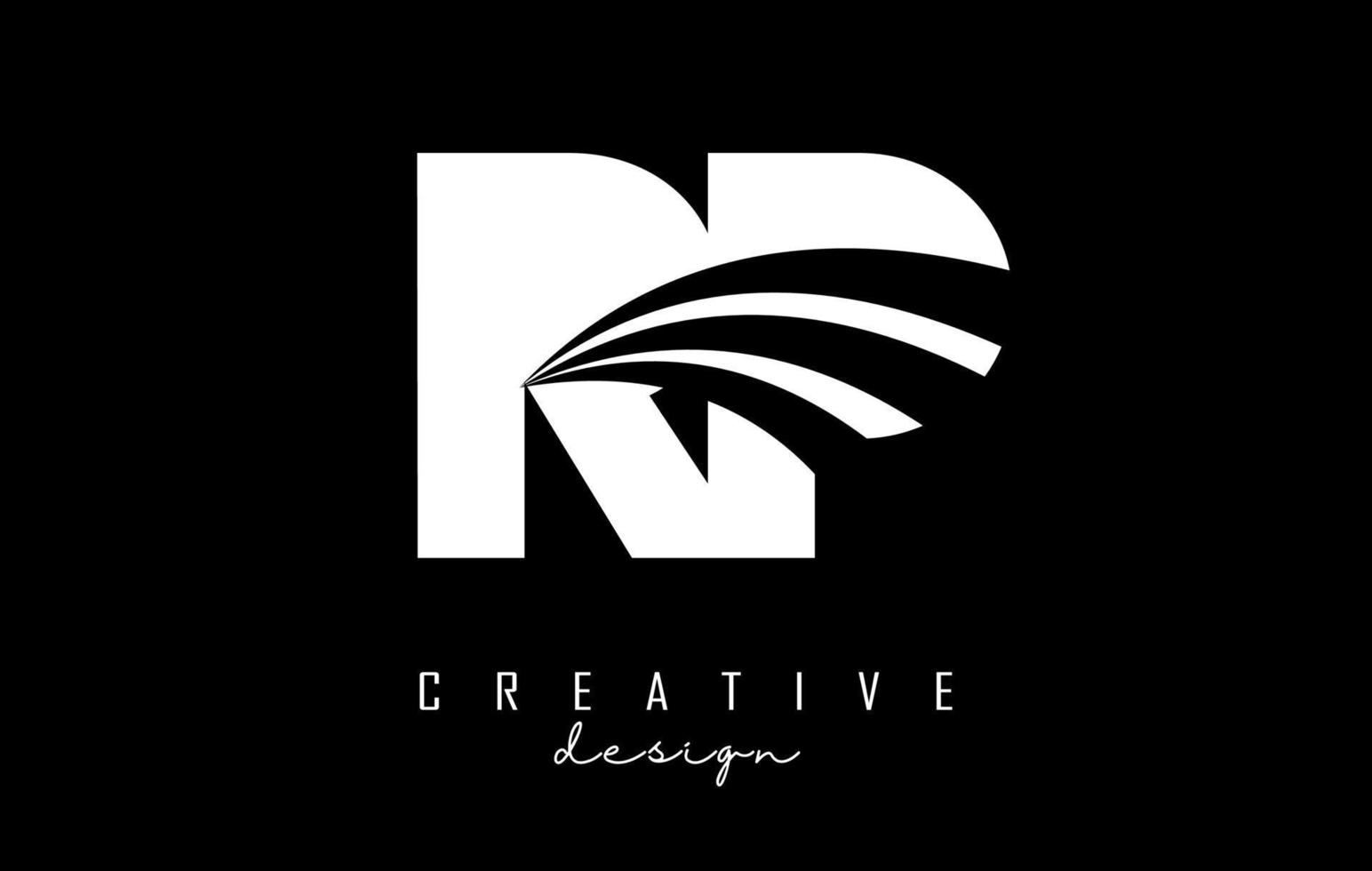letras brancas criativas rp rp logotipo com linhas principais e design de conceito de estrada. letras com desenho geométrico. vetor