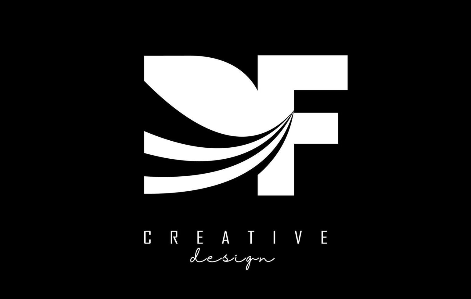 letras brancas criativas df df logotipo com linhas principais e design de conceito de estrada. letras com desenho geométrico. vetor