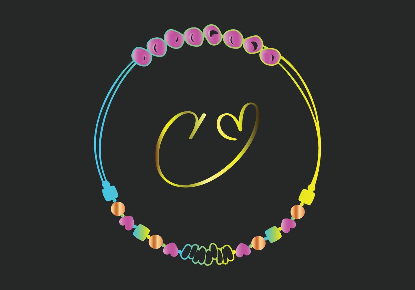 c design de pulseira de monogramas, joias, modelo de vetor de casamento