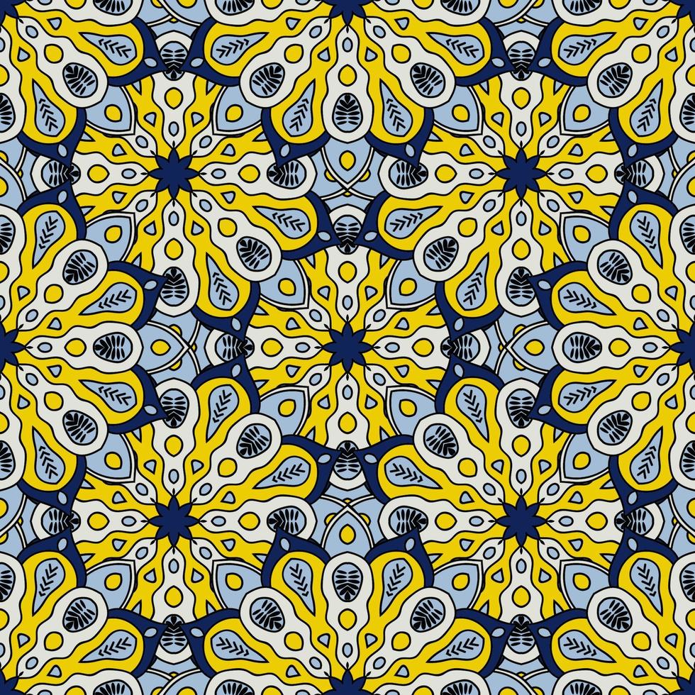 abstrato sem costura padrão com flor mandala. mosaico, azulejo. fundo floral. vetor