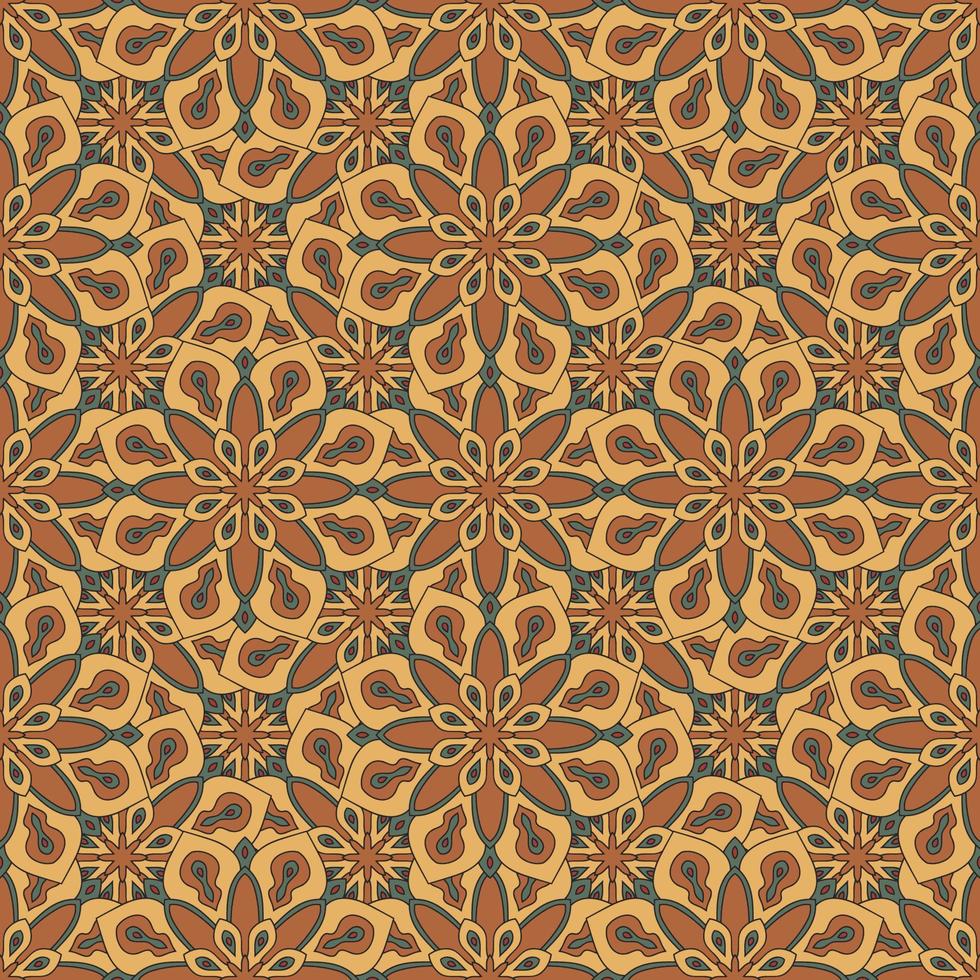 abstrato sem costura padrão com flor mandala. mosaico, azulejo. fundo floral. vetor