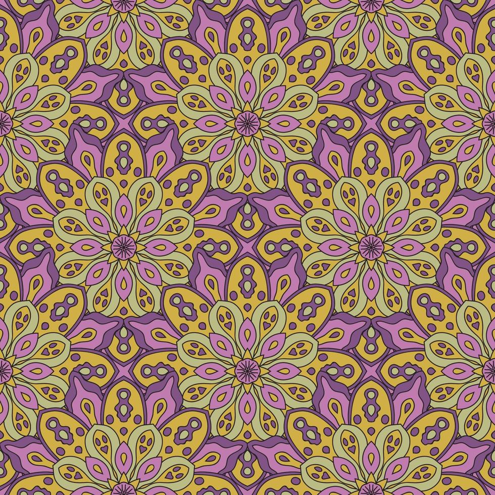 abstrato sem costura padrão com flor mandala. mosaico, azulejo. fundo floral. vetor