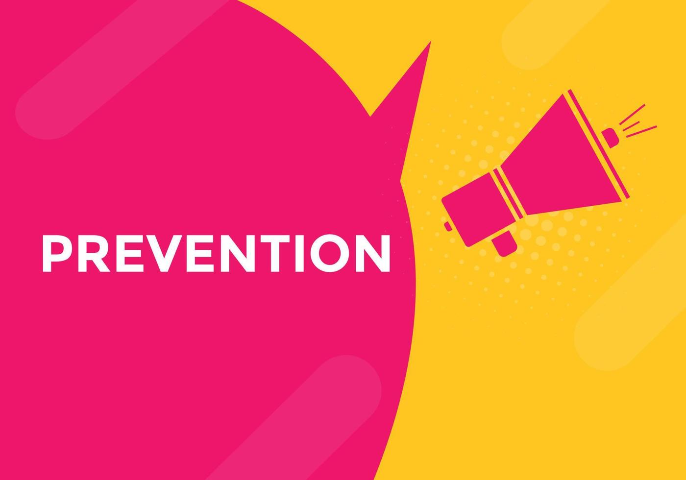 botão de prevenção. balão de fala. banner web colorido de prevenção. ilustração vetorial vetor