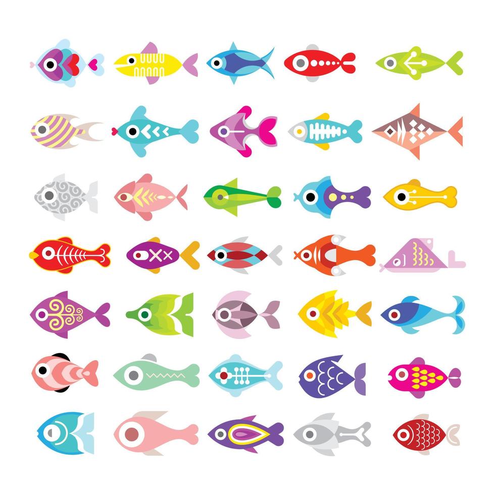 conjunto de ícones de vetor de peixe
