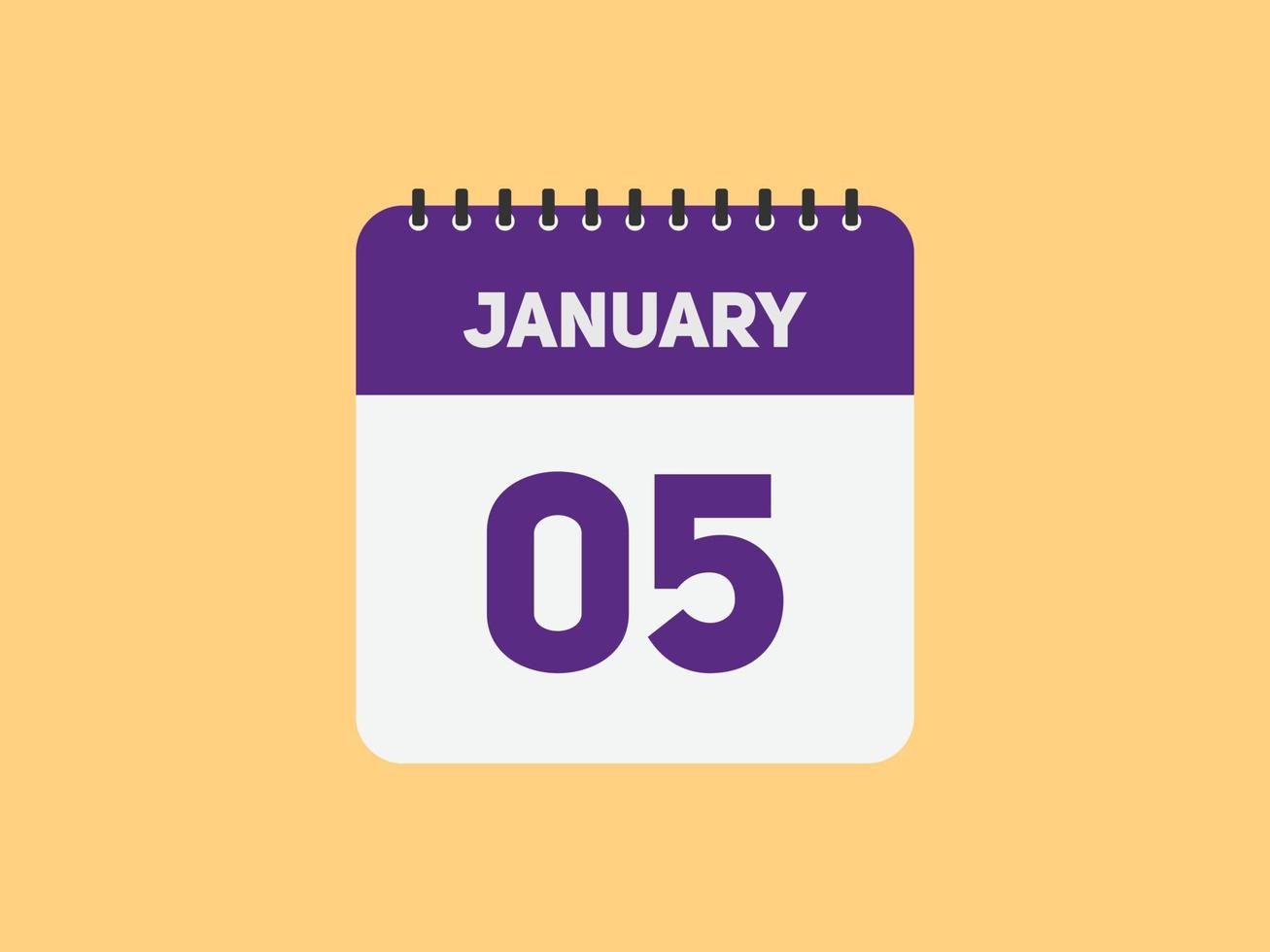 lembrete de calendário de 5 de janeiro. 5 de janeiro modelo de ícone de calendário diário. modelo de design de ícone de 5 de janeiro de calendário. ilustração vetorial vetor