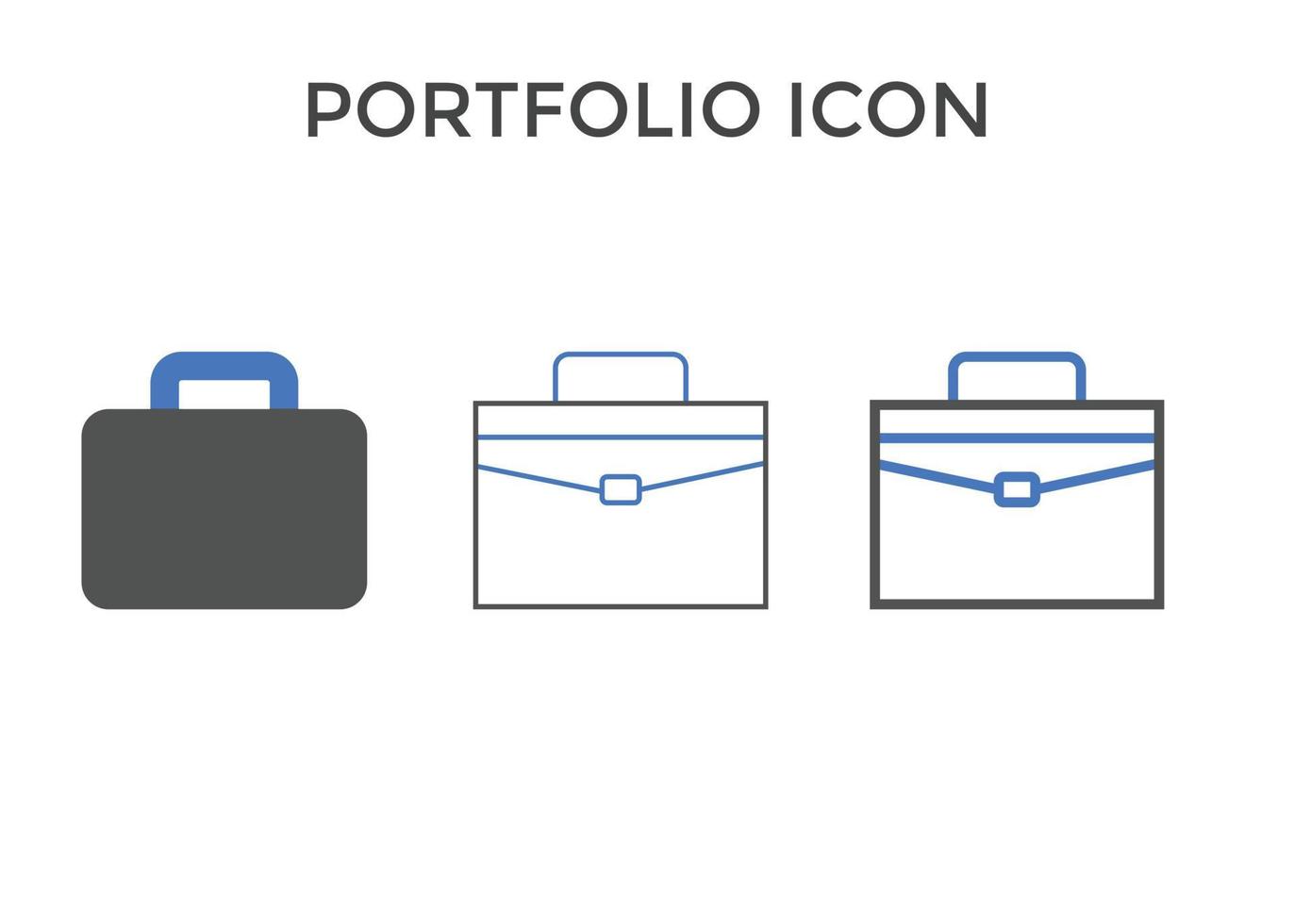 conjunto de ícones de portfólio. ícone de bolsa ou bagagem. conceito para web design vetor