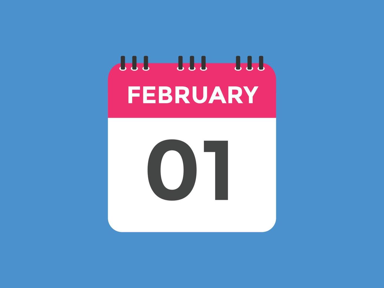 lembrete de calendário de 1º de fevereiro. 1º de fevereiro modelo de ícone de calendário diário. calendário 1º de fevereiro modelo de design de ícone. ilustração vetorial vetor