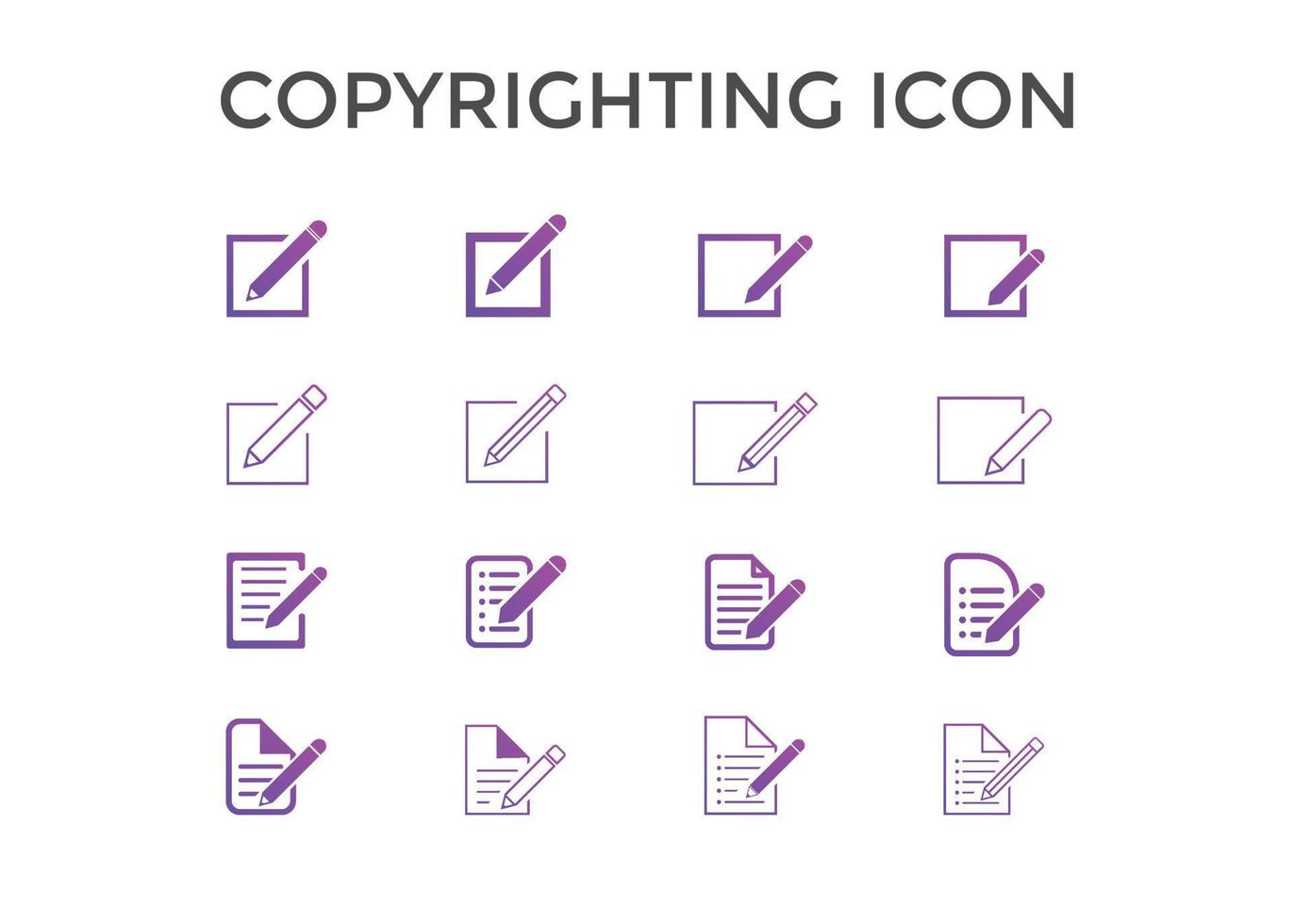 conjunto de ilustração vetorial de ícones de direitos autorais. ícones de redação para seo e site vetor