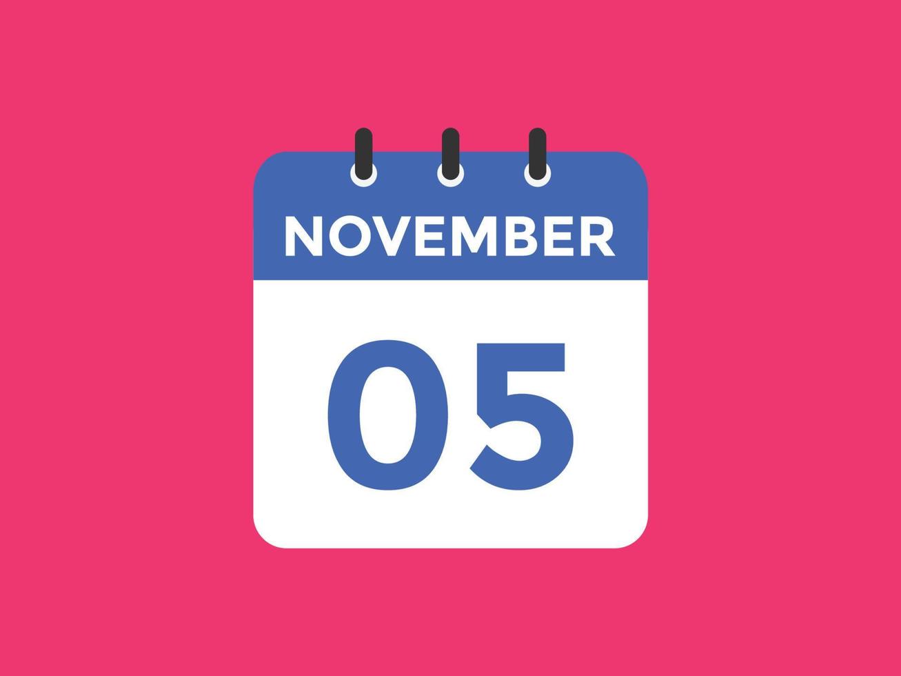 lembrete de calendário de 5 de novembro. 5 de novembro modelo de ícone de calendário diário. modelo de design de ícone de calendário 5 de novembro. ilustração vetorial vetor