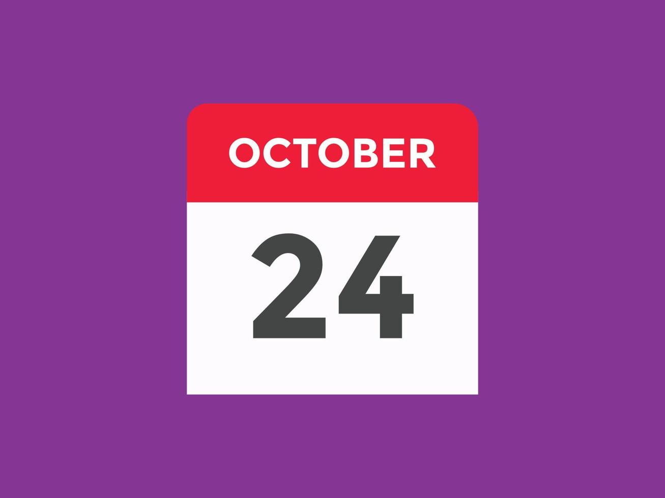 lembrete de calendário de 24 de outubro. 24 de outubro modelo de ícone de calendário diário. modelo de design de ícone de calendário 24 de outubro. ilustração vetorial vetor