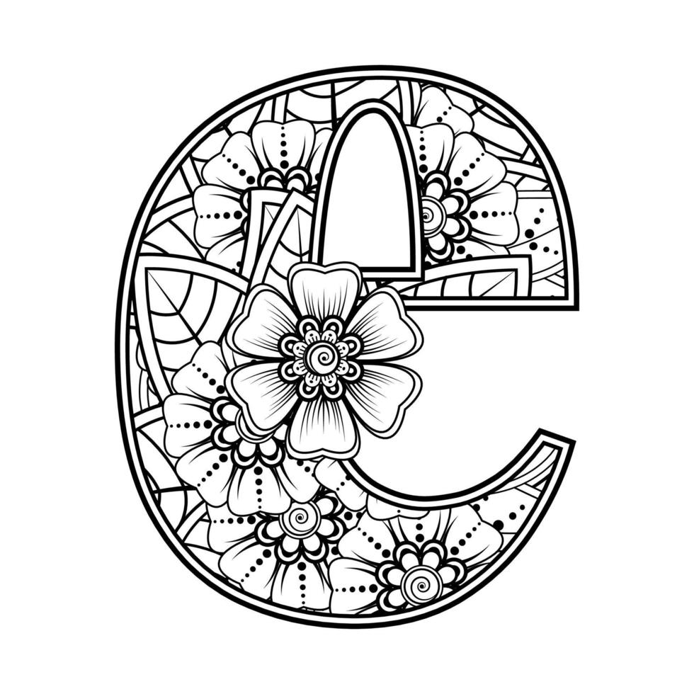 fundo floral com flor mehndi. ornamento decorativo em estilo oriental étnico, ornamento de doodle, desenho de mão de contorno. página do livro para colorir. vetor