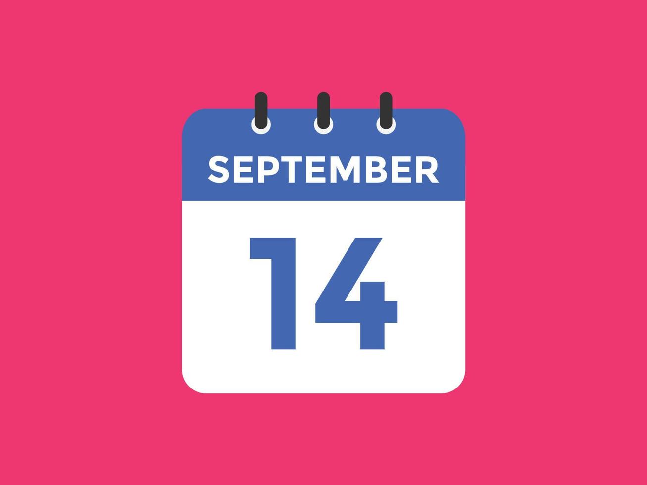 lembrete de calendário de 14 de setembro. 14 de setembro modelo de ícone de calendário diário. modelo de design de ícone do calendário 14 de setembro. ilustração vetorial vetor