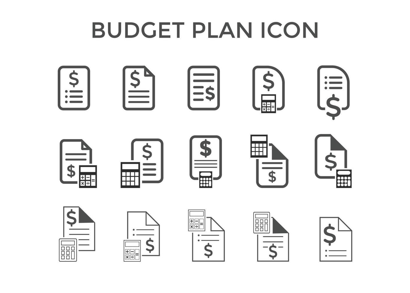 conjunto de ilustração vetorial de ícones de plano de orçamento. símbolo de plano de orçamento para seo, site e aplicativos móveis vetor