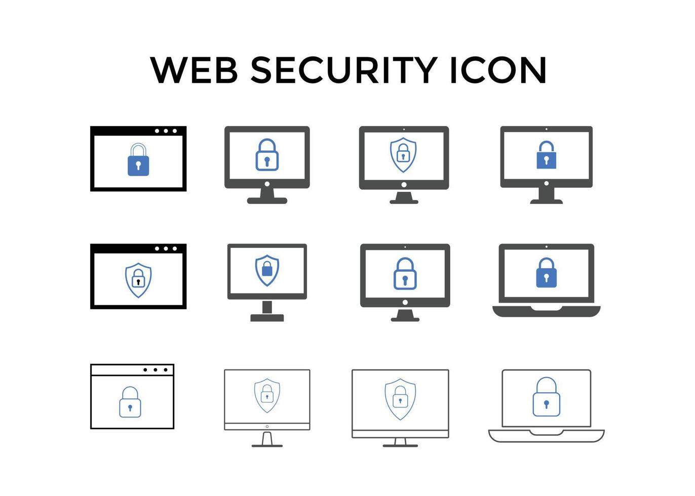 ícones de segurança da web. símbolo de ícone de proteção de escudo de segurança do site vetor