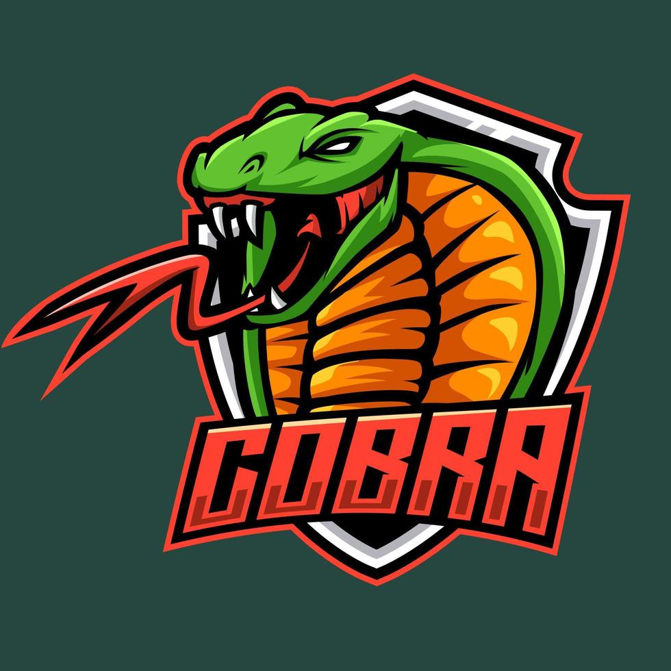 cobra mascote logotipo e ilustração esportiva vetor