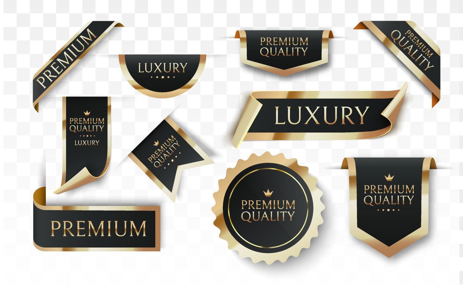 emblemas vetoriais de qualidade premium. rótulos pretos de luxo. vetor