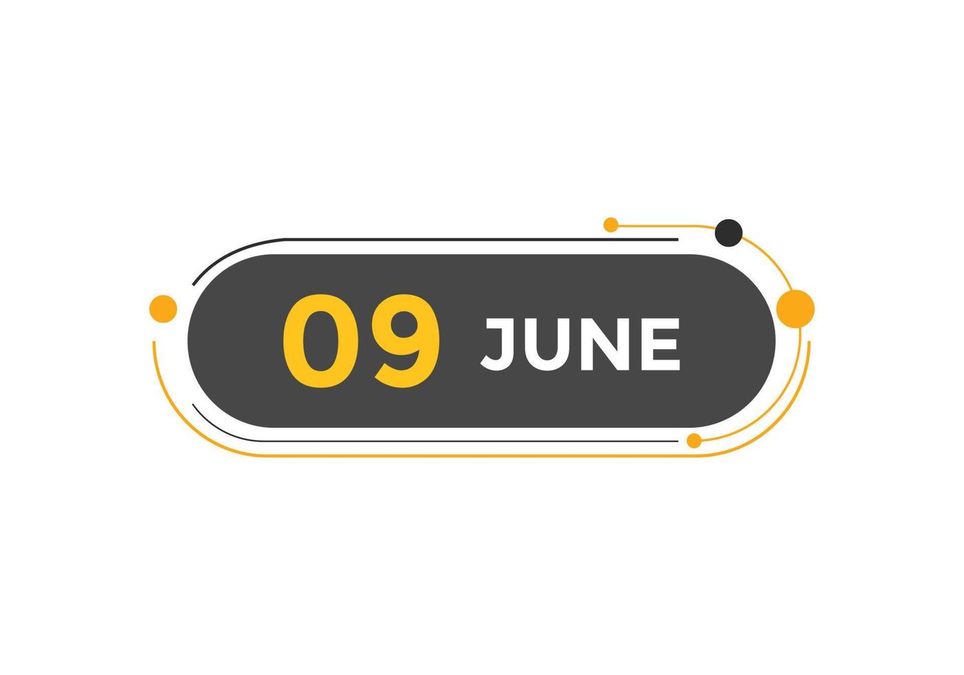 lembrete de calendário de 9 de junho. 9 de junho modelo de ícone de calendário diário. modelo de design de ícone de calendário 9 de junho. ilustração vetorial vetor
