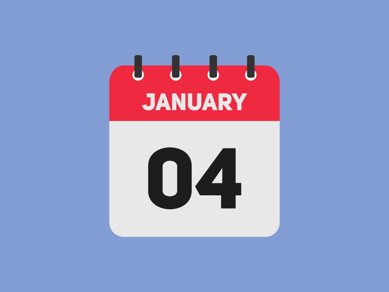 lembrete de calendário de 4 de janeiro. 4 de janeiro modelo de ícone de calendário diário. modelo de design de ícone de 4 de janeiro de calendário. ilustração vetorial vetor