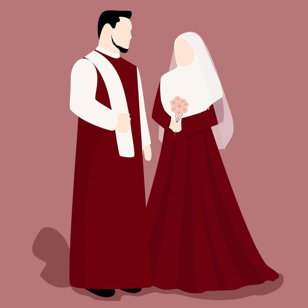 ilustração de casal muçulmano casado vetor