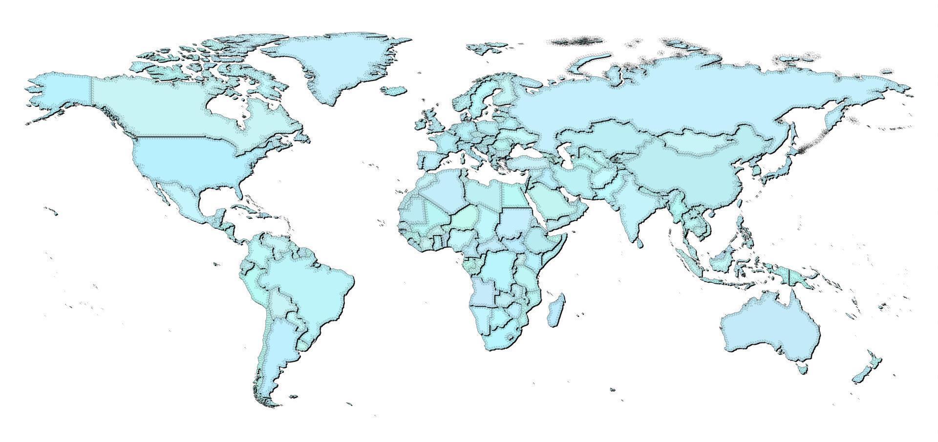 mapa da ilustração em vetor político de alto detalhe do mundo