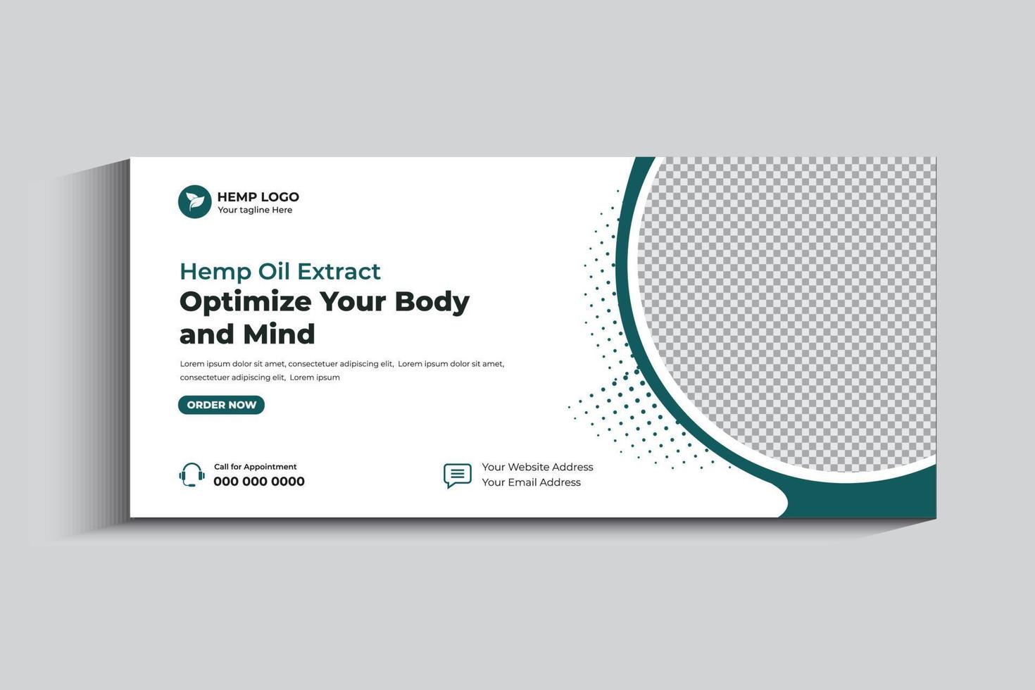 capa de mídia social de óleo cbd de produto de cânhamo e modelo de banner da web vetor