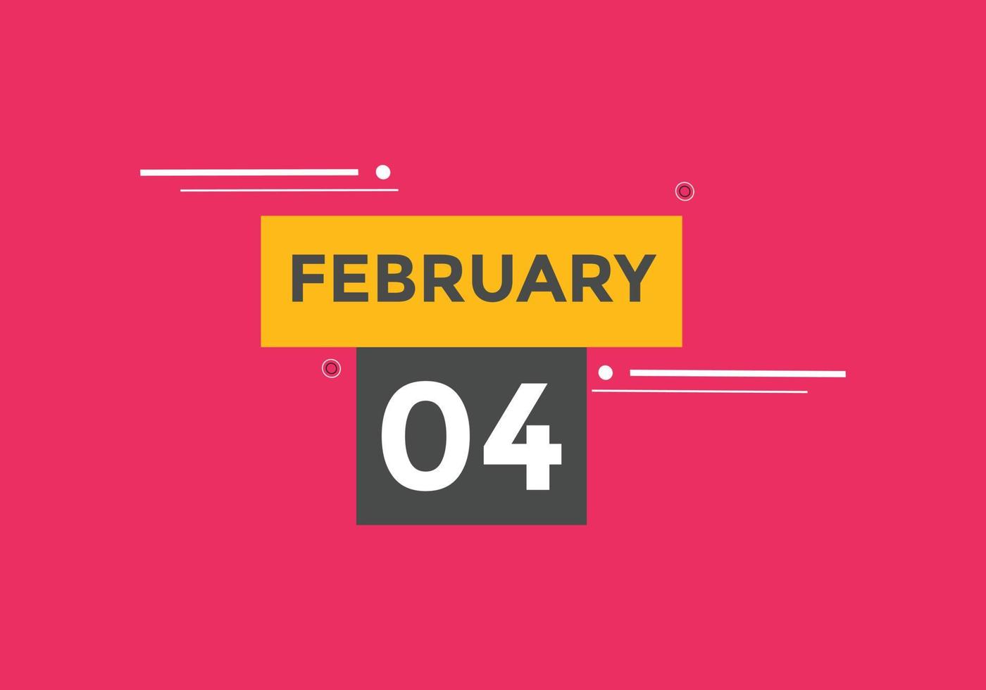 lembrete de calendário de 4 de fevereiro. 4 de fevereiro modelo de ícone de calendário diário. modelo de design de ícone de 4 de fevereiro de calendário. ilustração vetorial vetor