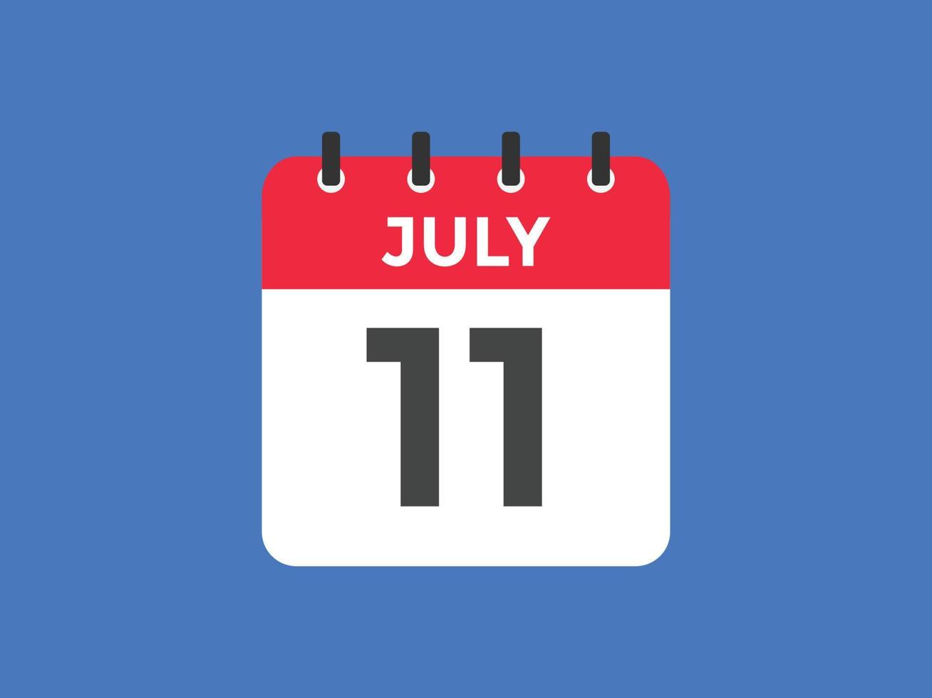 lembrete de calendário de 11 de julho. Modelo de ícone de calendário diário de 11 de julho. modelo de design de ícone de calendário 11 de julho. ilustração vetorial vetor