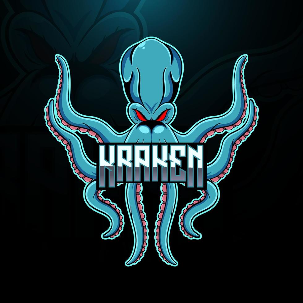 design de logotipo de mascote kraken esport vetor