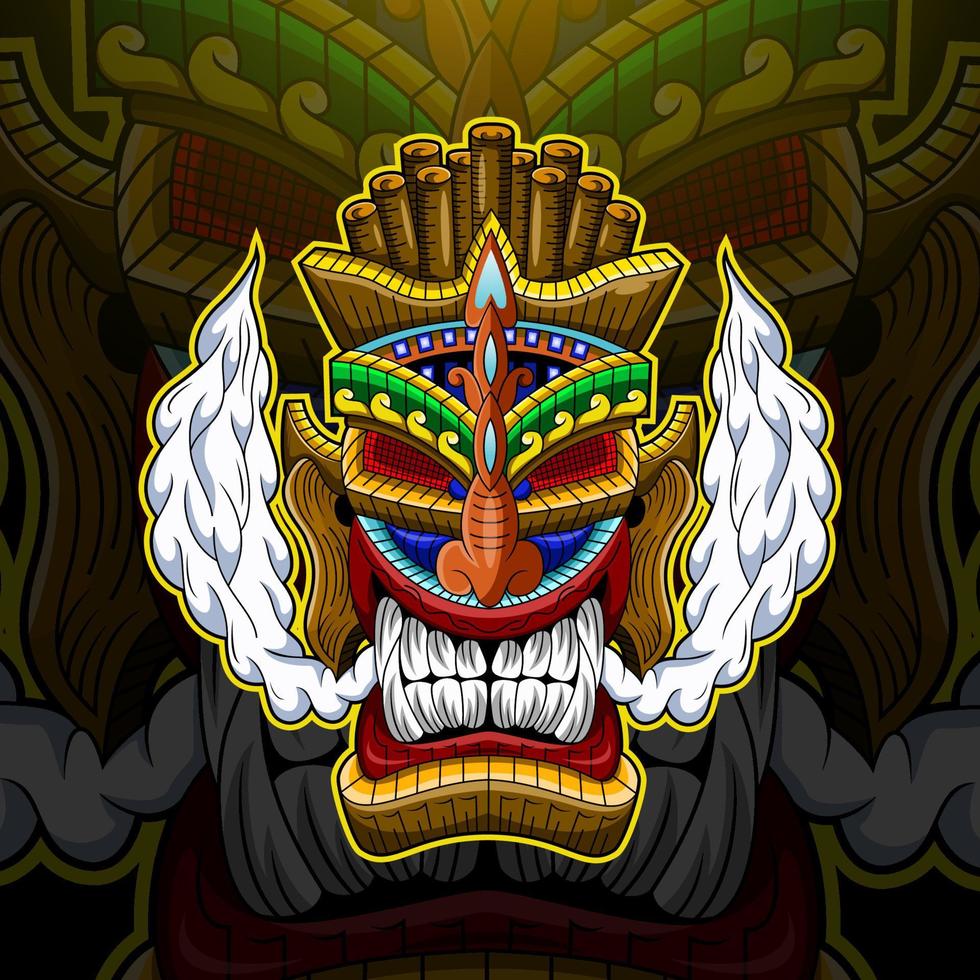 tiki mask esport logotipo da mascote vetor