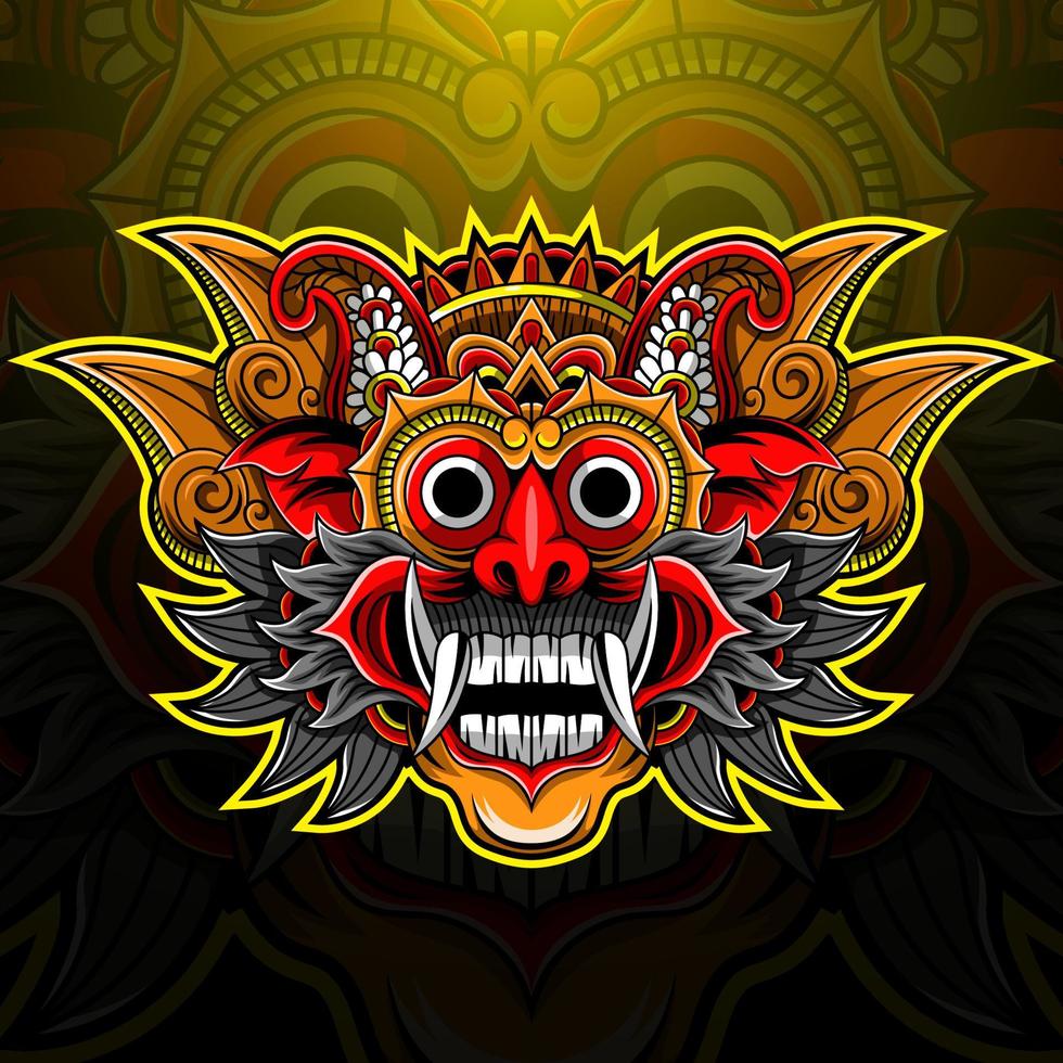 design de logotipo de mascote barong head esport vetor