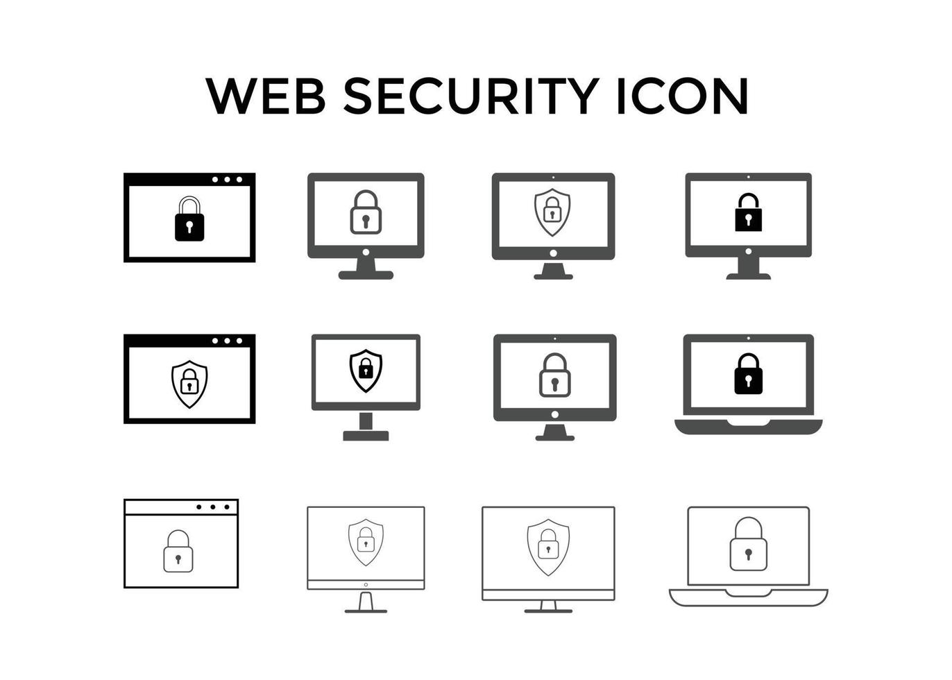 ícones de segurança da web. símbolo de ícone de proteção de escudo de segurança do site vetor