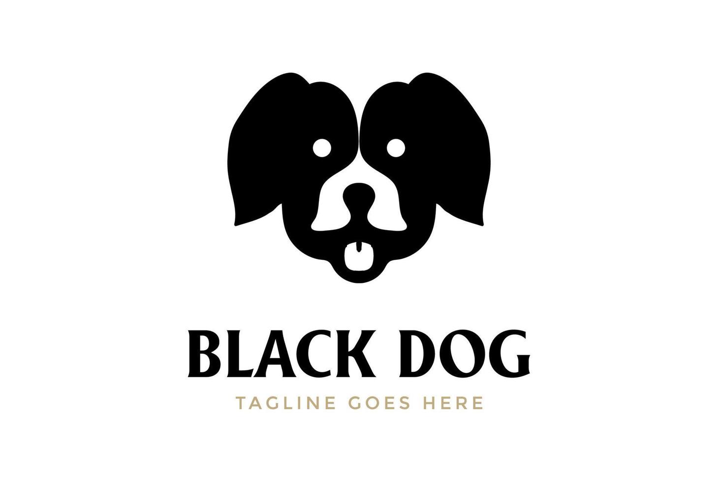 vetor de design de logotipo de silhueta de cabeça de cachorrinho vintage simples