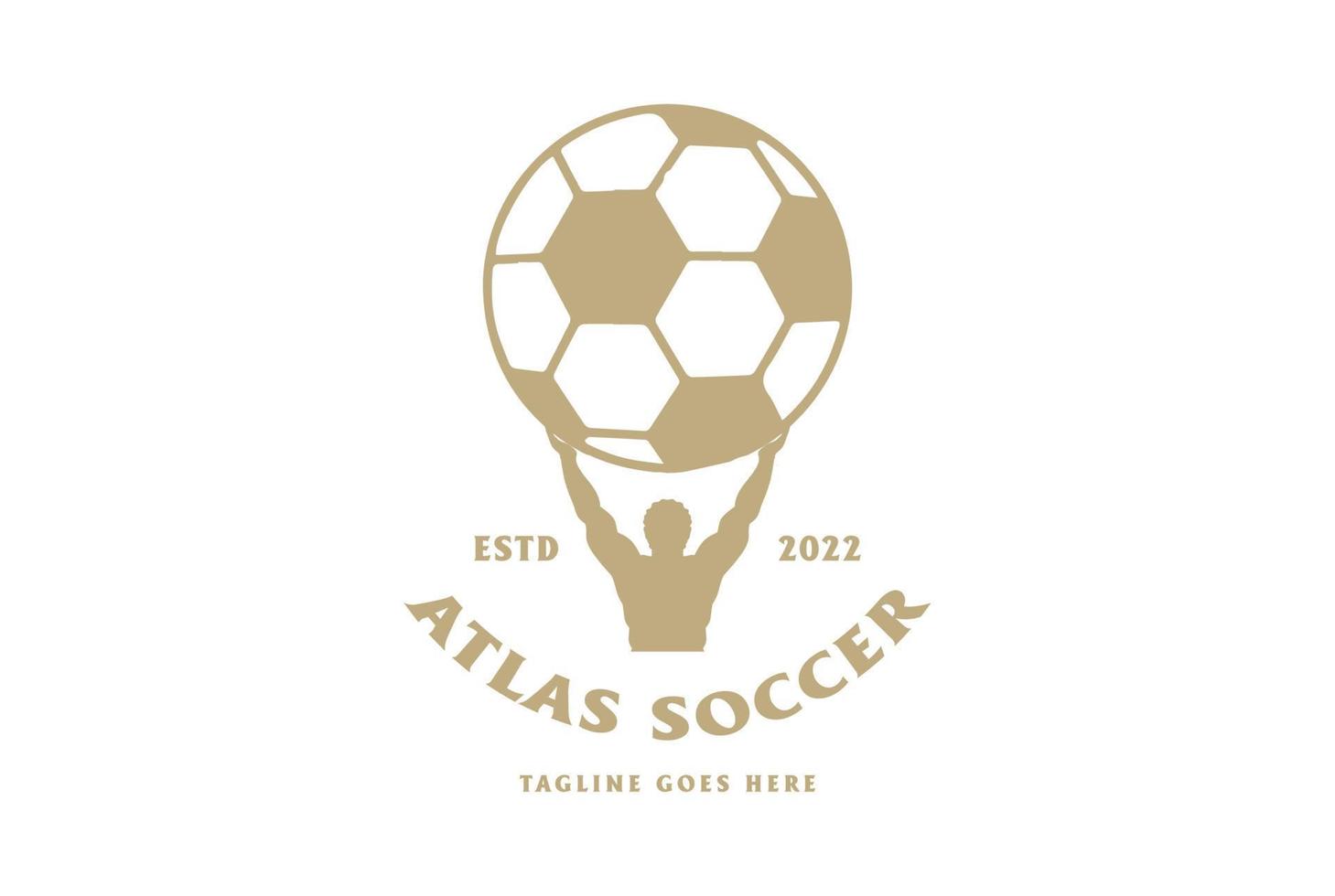 atlas god lift futebol de futebol para vetor de design de logotipo de competição de clube esportivo
