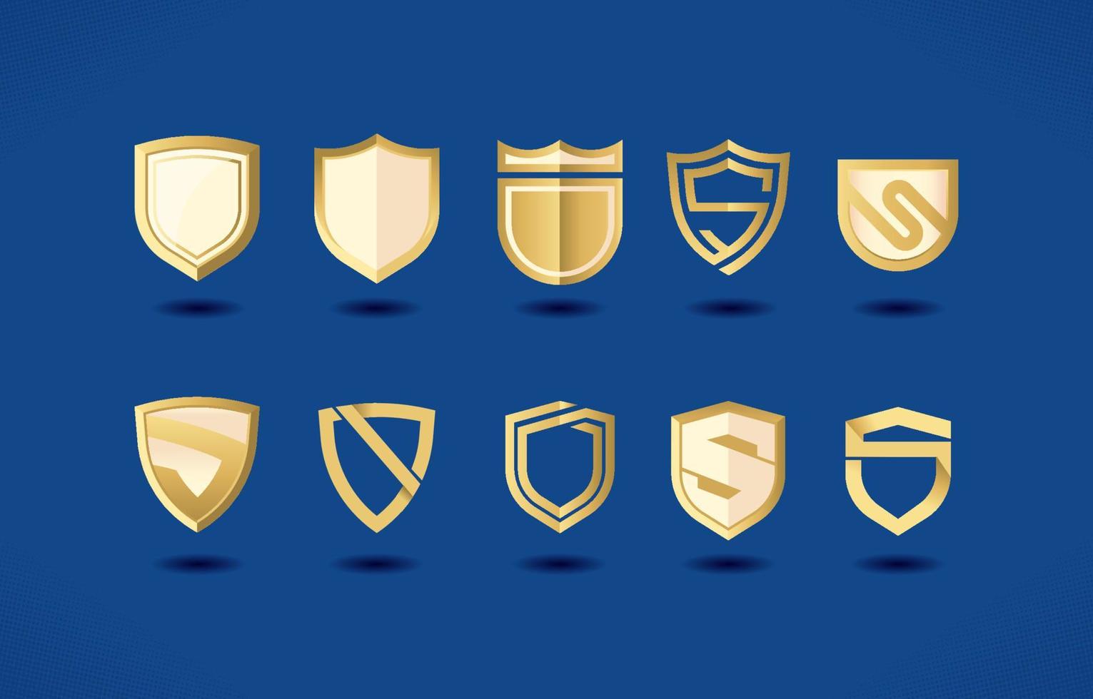 conjunto misto de logotipo de escudo de ouro vetor