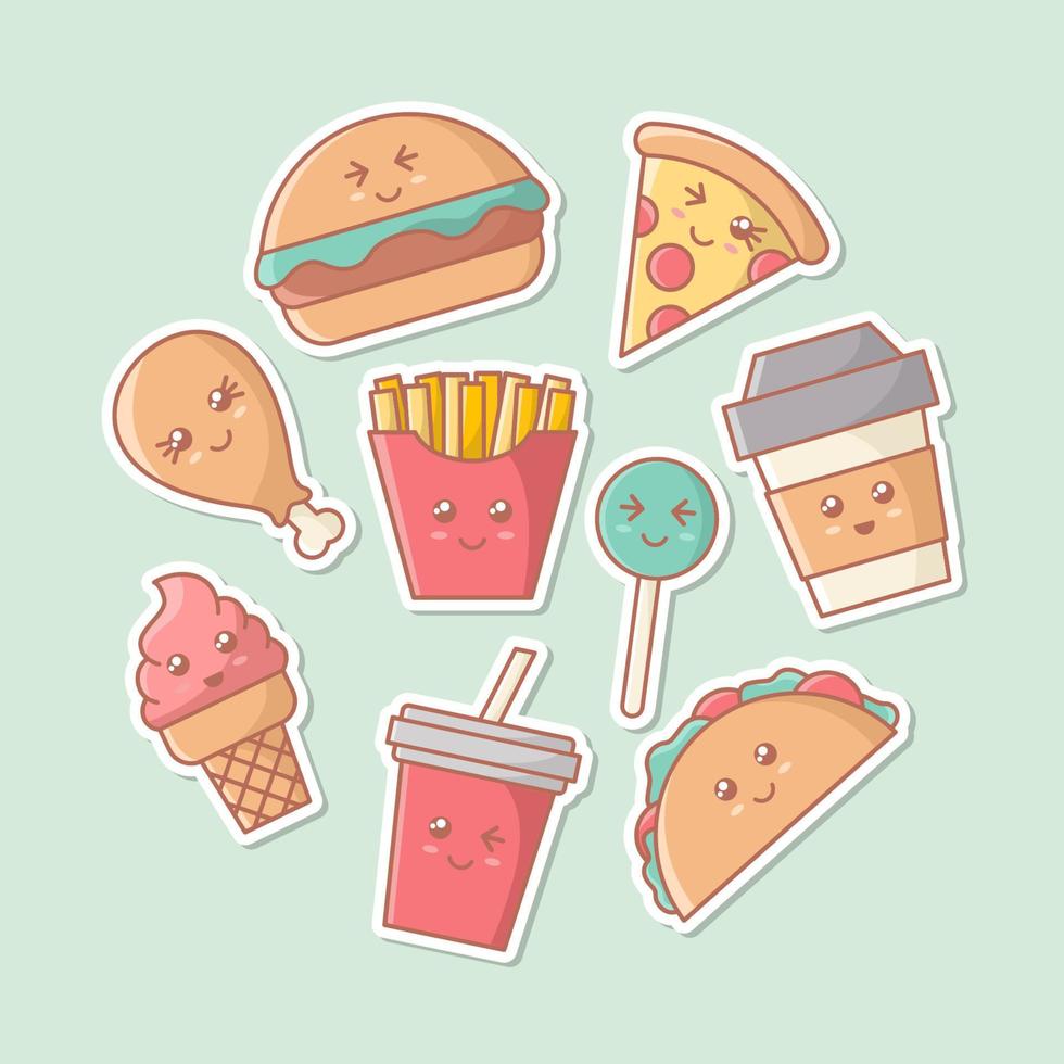 Adesivo Quadrado Desenhos De Comida No Amor A Kawaii